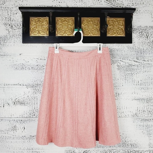 Merona Women Midi Wool Blend A-Line Pink Skirt Sz 4 Quiet Luxury Light Academia - Picture 1 of 8